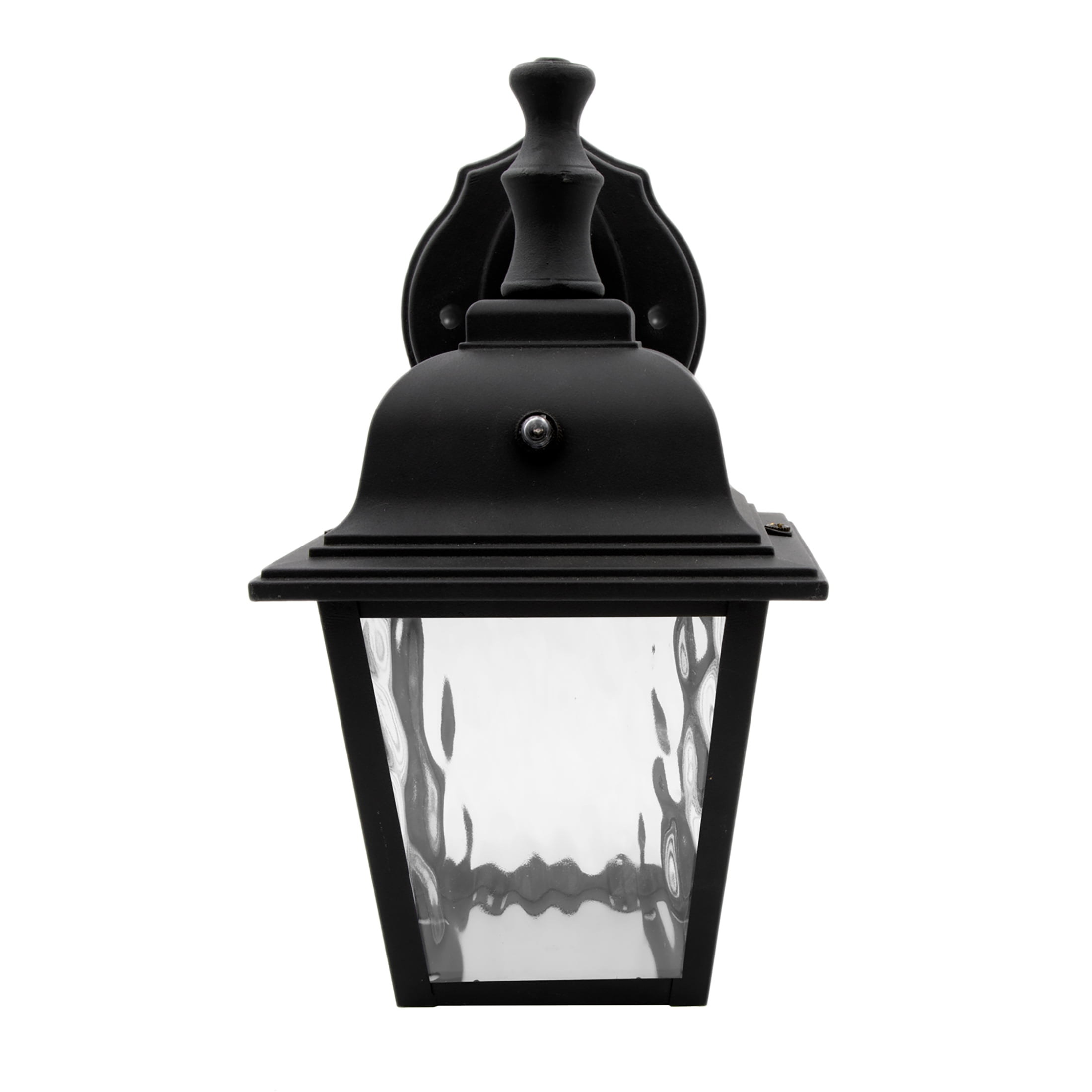 Maxxima LED Porch Lantern Black, Water Glass, Photocell Sensor, 875 Lumens, 3000K Warm White, Dusk to Dawn Sensor