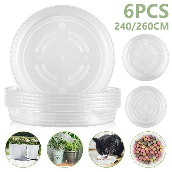 BUTORY 6Pcs Flower Pot Tray Plastic White Plant Saucers Thick Anti-Leak Plant Pot Drip Tray for Indoor Outdoor Home Balcony Garden