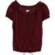 thumbnail image 1 of Aeropostale - Camiseta henley con volantes y ojales para mujer, color rojo, pequeña Aeropostale henley, 1 of 1