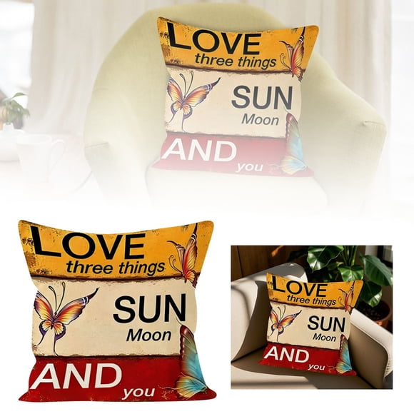 Funda de almohada de lino para verano con estampado digital de letras, pequeña y fresca, funda de cojín para decoración del hogar