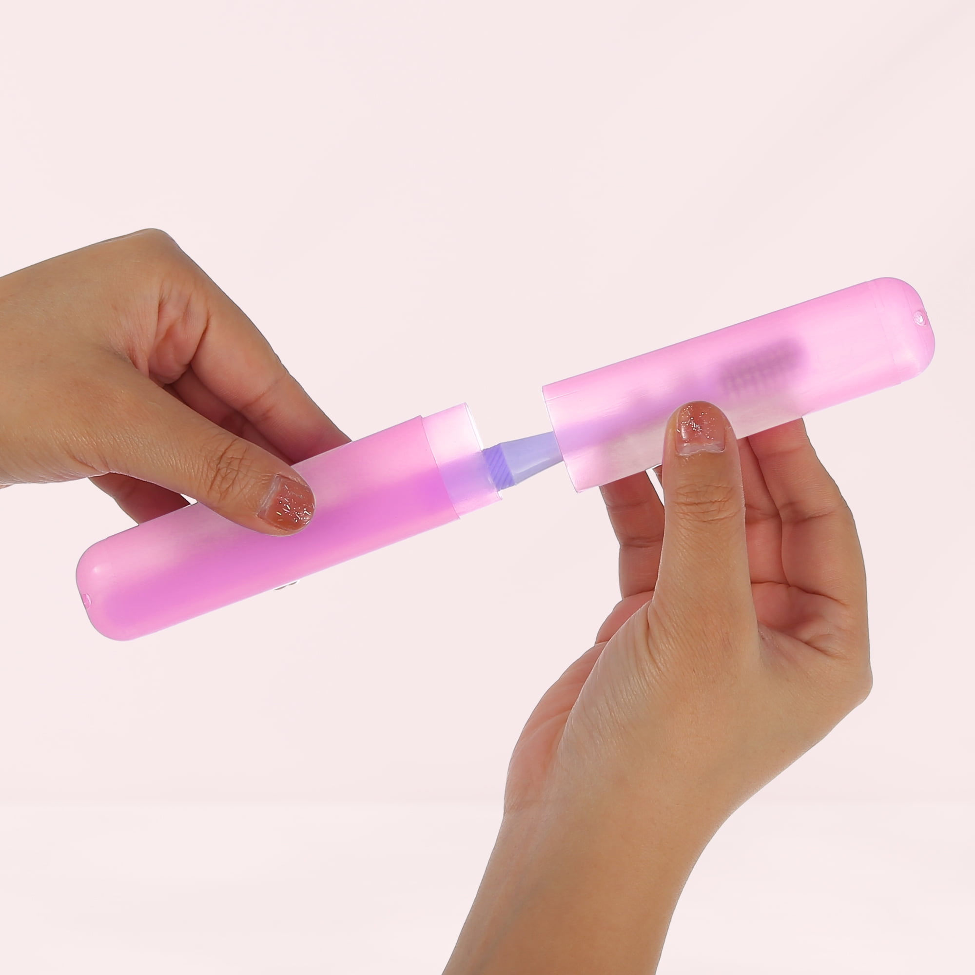 Unique Bargains 4 Pcs Toothbrush Travel Case Plastic Lightweight Holders Orange, Pink