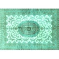 thumbnail image 1 of Ahgly Company Machine Washable Indoor Rectangle Medallion Turquoise Blue Traditional Area Rugs, 8' x 12', 1 of 4