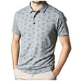thumbnail image 2 of Tdoqot Mens Graphic Polo Shirts with Snaps- Classical Casual Short Sleeve Fashion Business Shirts Gray Size 2XL, 2 of 5