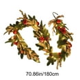 thumbnail image 3 of 70.87 Inch Christmas Garland with Lights, Red and Gold Fireplace Mantel Decoration with Flowers, Bows, Ornaments, Artificial Leaves, Holiday Door & Window Décor, 3 of 5