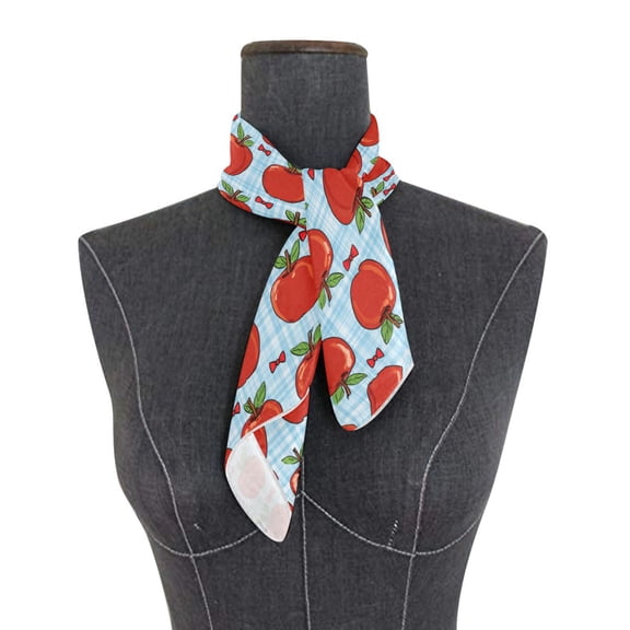 Square Scarf 24x24 Inch Red Apple Gingham Print Silky Satin Sun Protection Neck Scarf for Women Multi-Purpose Head Wrap Bandana for Hair Bag Decoration