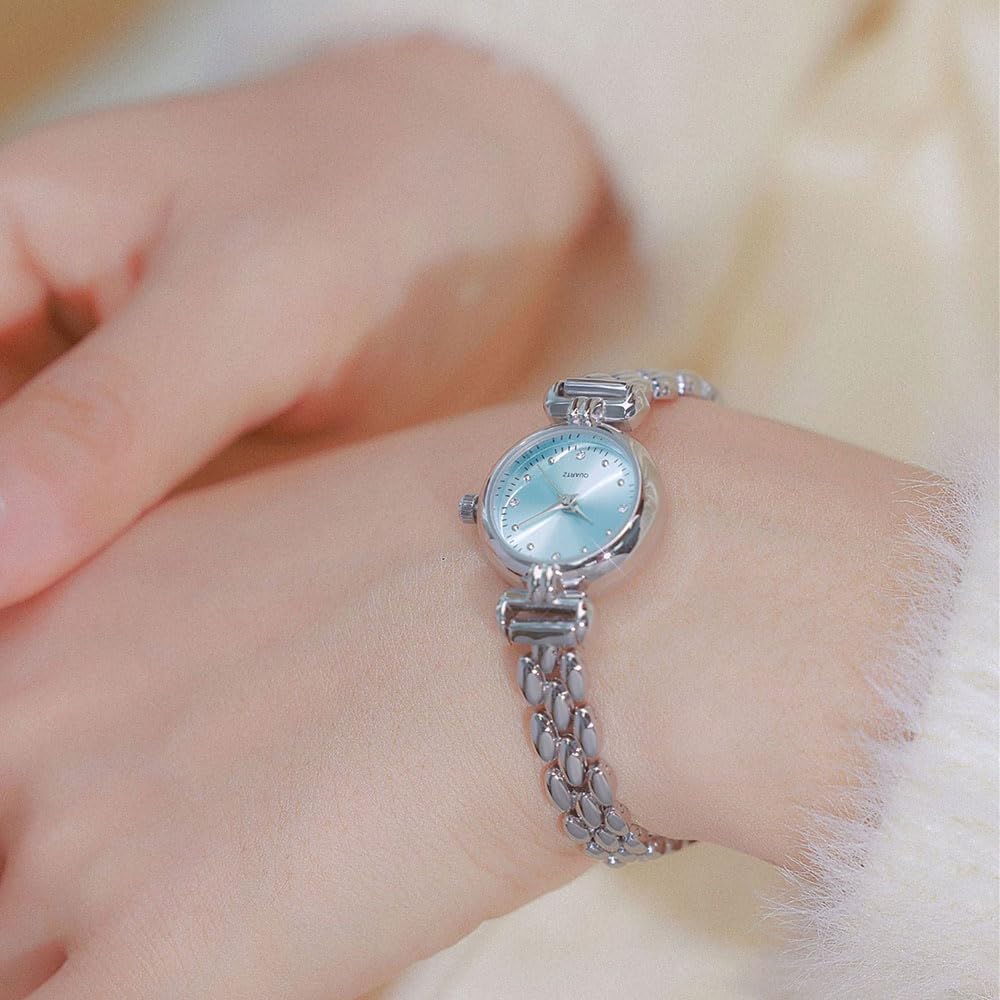 Petite Womens Round Simple Wrist Watch Fashion Dress Diamond Female Watches for Ladies Analog Quartz Stainless Steel Waterproof Watch