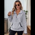 thumbnail image 4 of Suéter de Larga con Cremallera de un Cuarto para Mujer, Sudadera de Forro con Capucha, Sudaderas con Solapa, Suéteres Cálidos con Bolsillos. Gris XXL, 4 of 9