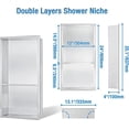 thumbnail image 5 of Neodrain No Tile Shower Niche, Stainless Steel Bathroom Shelf 25.1"x13.1" (Inner Size 24" X 12"), Two-Tier Stainless Niche, Bathroom Niche Cubby for Storage, No Tile Needed Recessed, (Brushed), 5 of 7