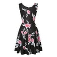 thumbnail image 4 of Womens Dresses Summer Sleeveless U-neck A-line Short Printed Loose Casual Dress Black L, 4 of 5