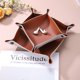 thumbnail image 3 of Uxcell 2pcs Bandeja Valet de Cuero PU Unisex Plegable Pequeña Bandeja de Captura Portátil Bandeja de Mesa de Entrada Bandeja de Mesita de Noche Escritorio Color Marrón Plateado, 3 of 6