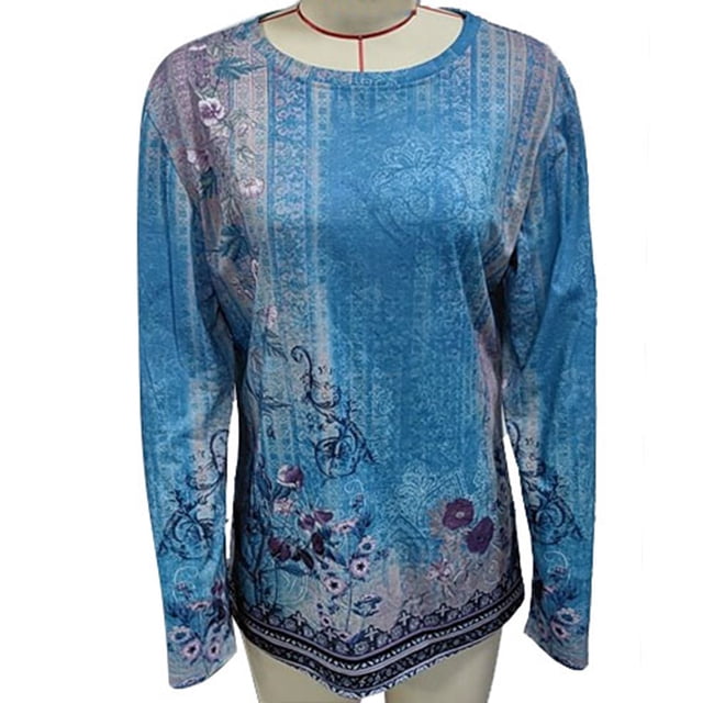Camiseta de manga larga para mujer, camiseta de manga larga para mujer, camiseta de manga larga con estampado floral, camiseta informal de manga larga para mujer, funcionalidad de alta precisión