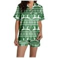 thumbnail image 3 of Ensemble de Pyjama Classique de Noël pour Femmes avec Shorts Imprimés, 3 of 7