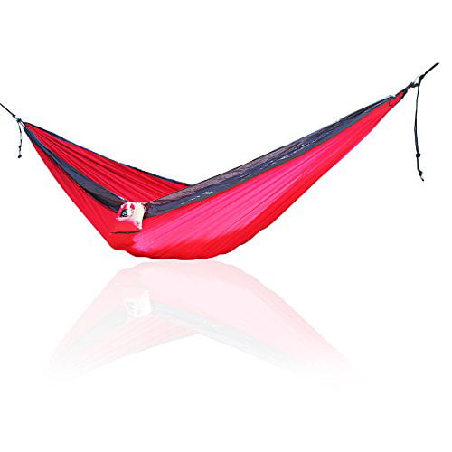 ULG Nylon Hammock Double Camping Hammock with Tree Straps Steel Carabiners Lightweight Portable Hammocks for Outdoor Camping Traveling Hiking Backpacking Beach Yard