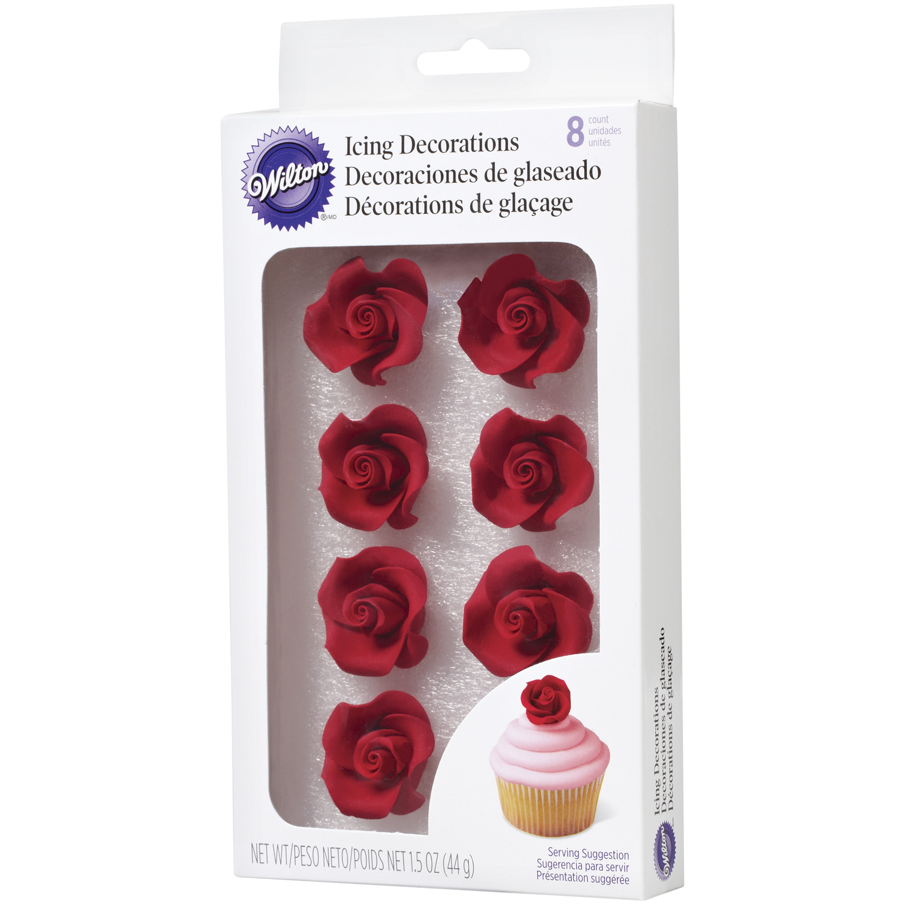 Wilton Red Rose Royal Icing Decorations, 1.55 oz. (8 Pieces)