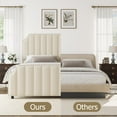 thumbnail image 3 of California  Bed Frame with 50.2" Tall Headboard, Velvet Upholstered Platform Bed with Vertical Channel Tufted Headboard & Footboard, Nailhead Trim And No Box Spring Needed, 3 of 9