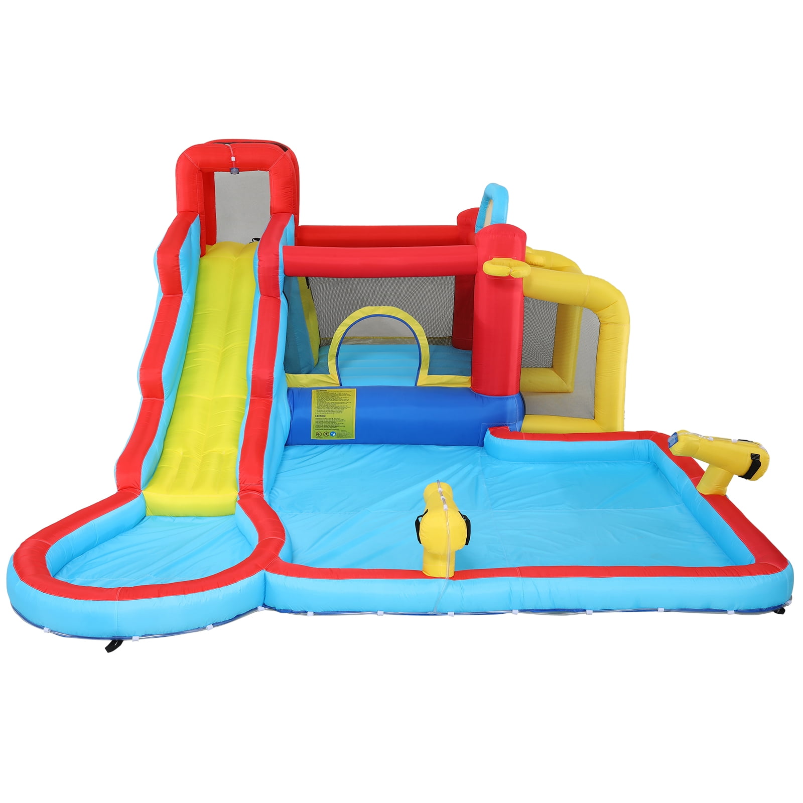 Funcid Inflatable Water Slide Bounce House for Kids, 14.6 x 11.FT Inflatable Bouncer with Pool, Jump Area, Water Slide, Climbing Wall & 620W Blower, Indoor Outdoor Play