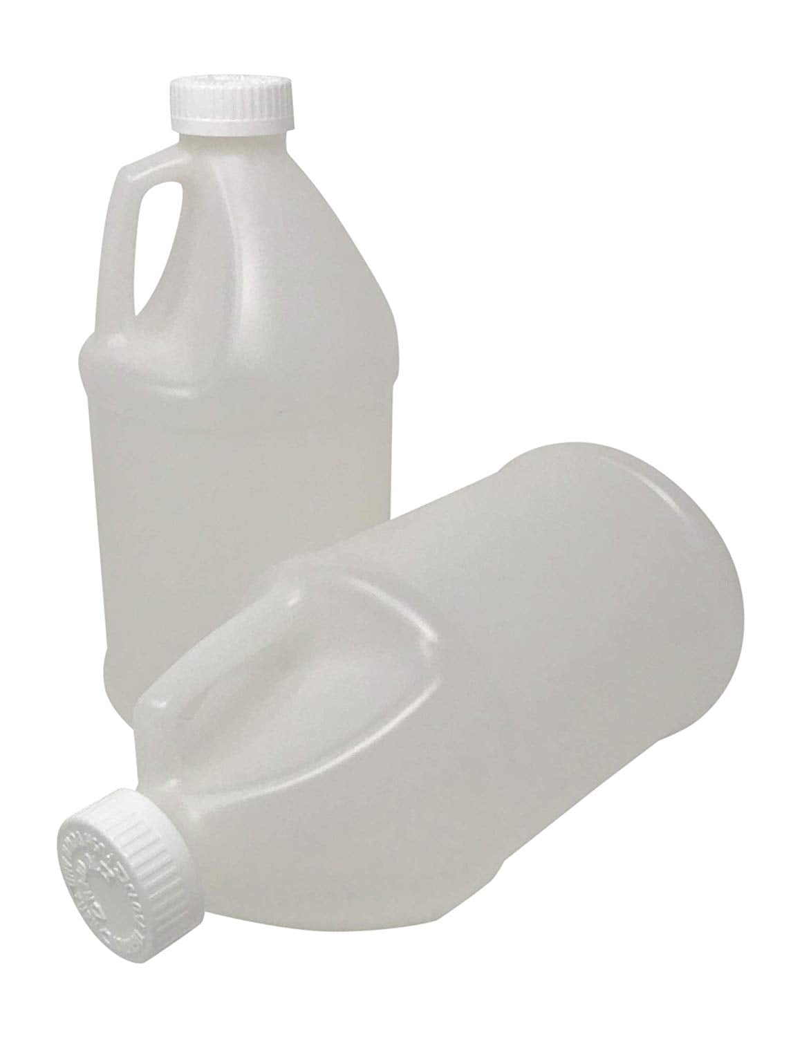 TLAQ Clear Plastic Jugs with Child Resistant Lids, 2 Pack, 1/2 Gallon