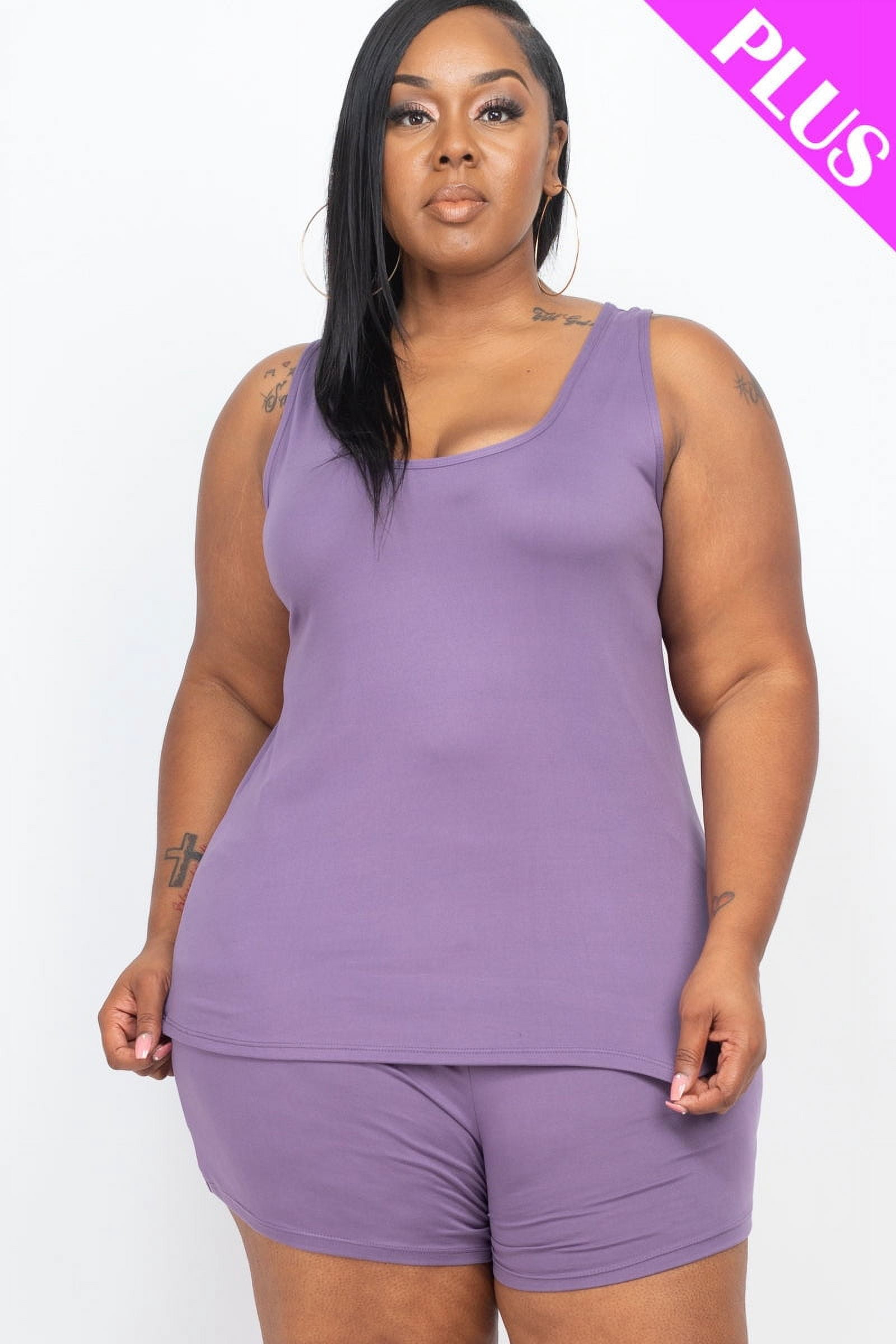 Comfortable Tank Top and Shorts Set in Plus Size
