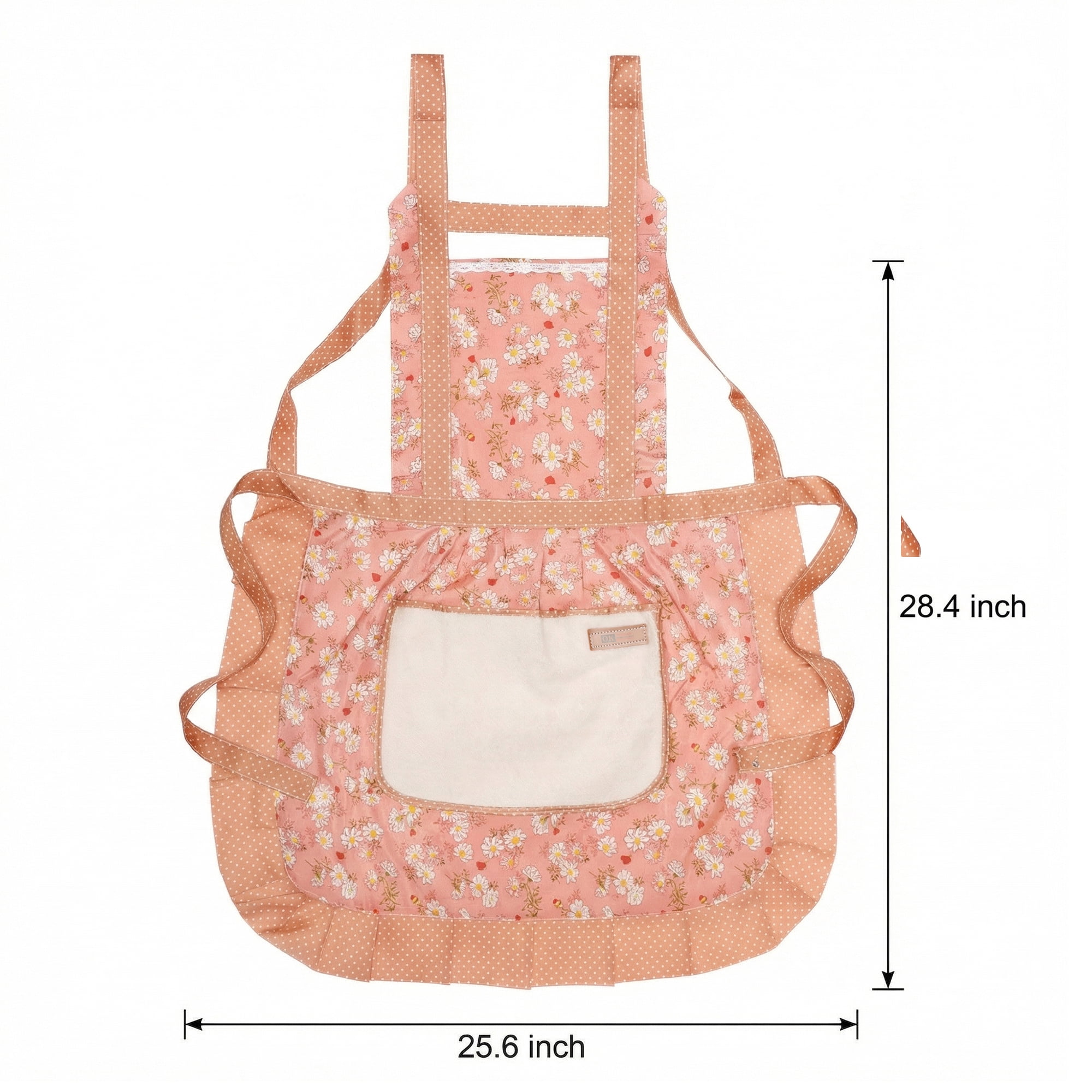 Unique Bargains Durable Floral Kitchen Apron with Pockets and Adjustable Tie Light Pink