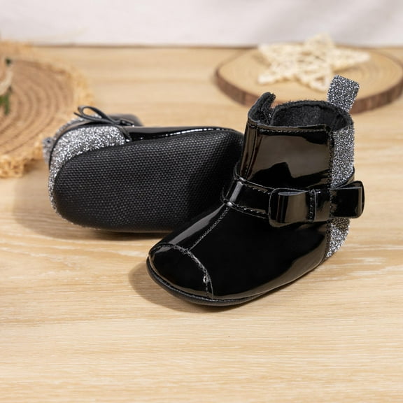 Fall And Winter Baby Shoes Warm And Shiny Leather Boots Bow Baby Walking Shoes girls dress shoes