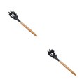 thumbnail image 4 of relayinert Kitchenware Wooden Handle Silicone Shovel Spoon Colander Brush Spatula Tool Spaghetti spoon 2Set, 4 of 6