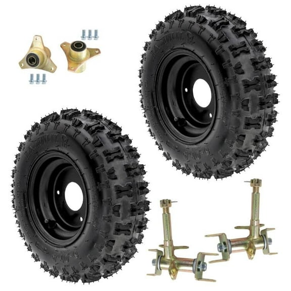 2 Pack 4.10-6 Tires and Wheels Rims 6" Go Kart Wheel & Steering Spindle Knuckle 3 Stud Wheel Hub for ATV Quad Mini Bike Scooter Lawn Mower 4 Wheelers Drift Trike Snow Blower Taotao Kazuma