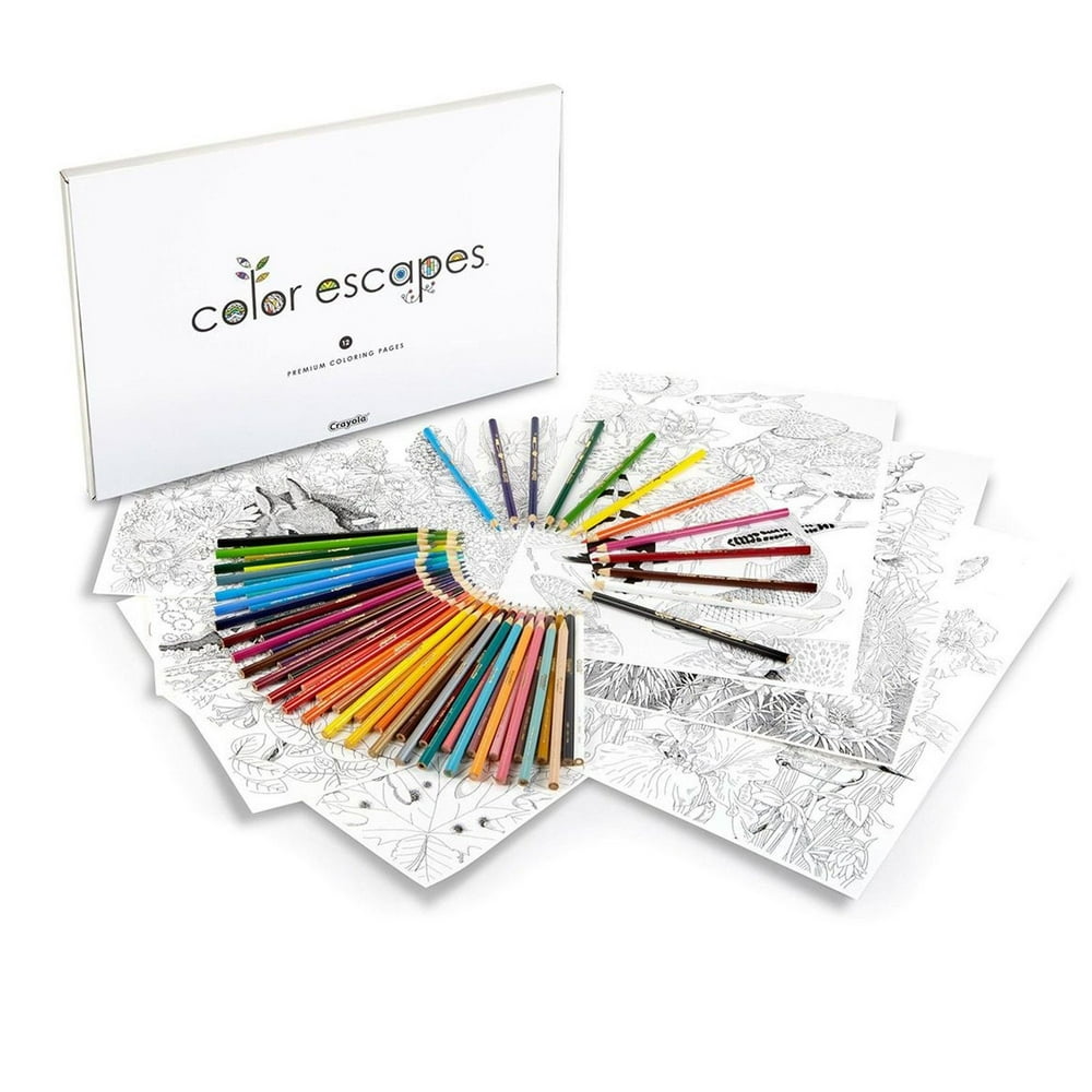 Crayola Color Escapes Coloring Pages & Pencil Kit, Garden Edition, 12