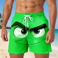 thumbnail image 2 of ibiyuan Funny Cartoon Face Print Mens Swim Trunks Elastic Waist Mens Bathing Suits Lightweight Drawstring Waist Beach Swimwear Running Board Shorts, 2 of 4