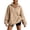 Khaki, variant on Womens Half Zip Pullover Sweatshirts Loose Solid-Color Button-Down Zipper Front Pocket Long-Sleeved Sports Hoodie