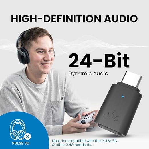 Avantree C81-Gaming- USB C Bluetooth 5.3 Adapter for PS5 & Gaming Consoles with Low Latency & aptX-Adaptive, Wireless Audio Dongle Transmitter for Headphones & Earbuds