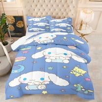 Twin Comforter Set - Blue Soft Bedding for All Season, 3-Piece Cinnamoroll Cartoon Print Duvet with Pillowcases, Microfiber