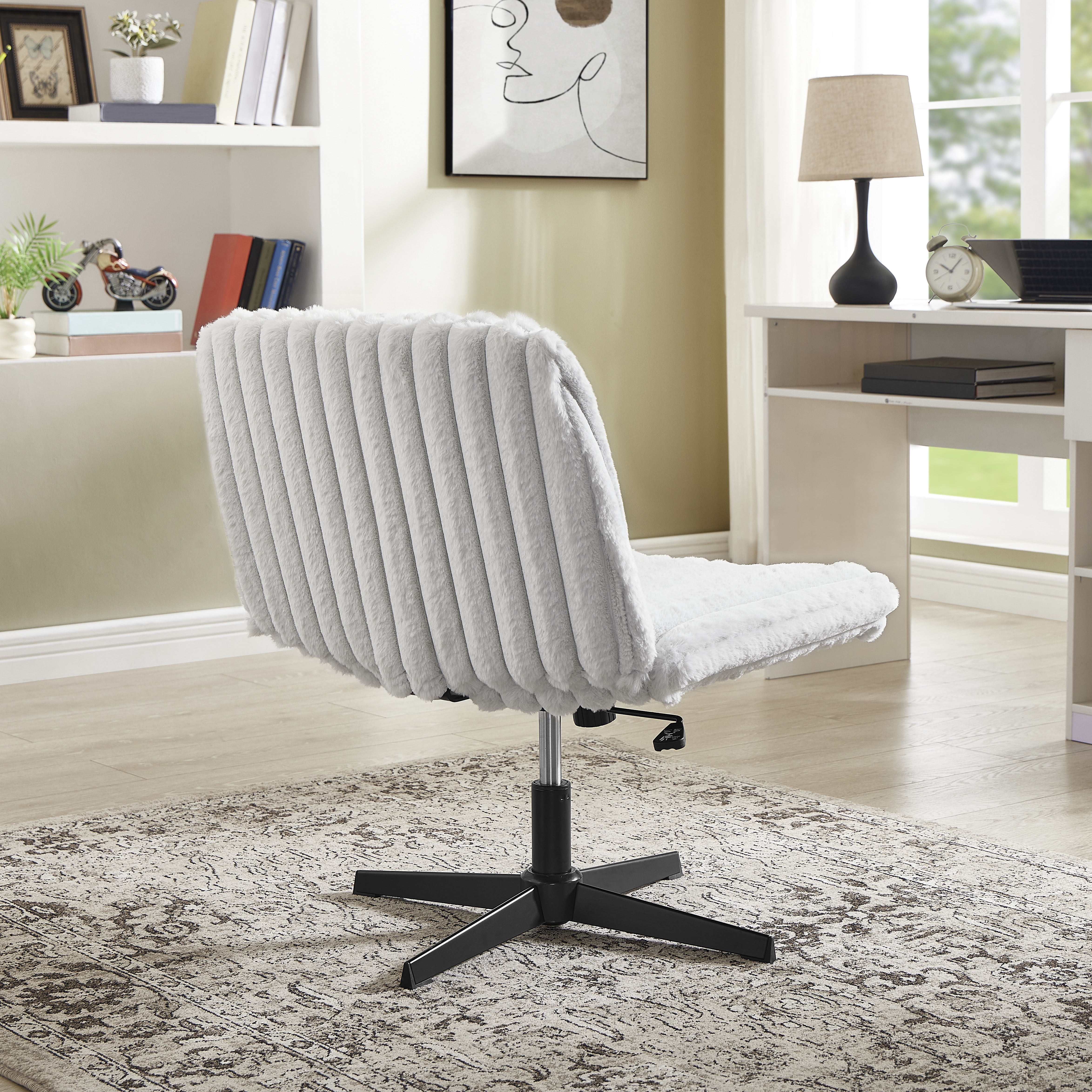 CQSXDA Wide Seat Adjustable Swivel Criss Cross Chair, for Office and Vanity Use, Ergonomic Design