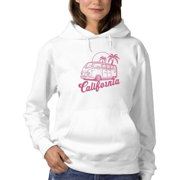 Smartprints Womens Graphic Hoodie White - Summer Sunset Adventure Cotton Blend Classic Fit