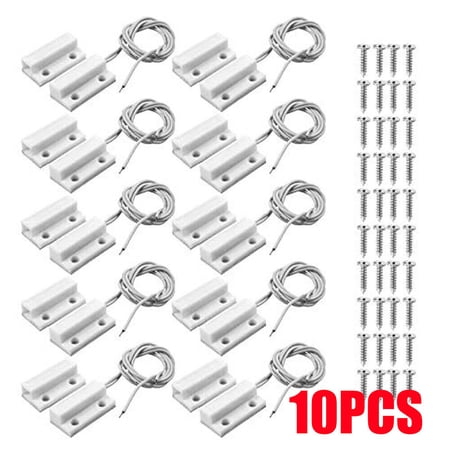 PrePat 10 Pair MC-38 Surface Mount Wired NC Door Sensor Alarm magnetic Reed Switch