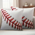 thumbnail image 3 of 2 Pack Outdoor Waterproof Throw Pillow Covers,USA Baseball Red Needle Stripe Decorative Square Patio Pillowcases for Chair Couch Sofa 16x16in, 3 of 9