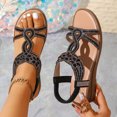 thumbnail image 3 of Rokment Women's Sparkling Rhinestones Wedge Heels Dressy Sandals Ethnic Bohemian Beach Summer Open Toe Slingback Mid Heels for Bride Wedding Banquet Black Size 6, 3 of 7