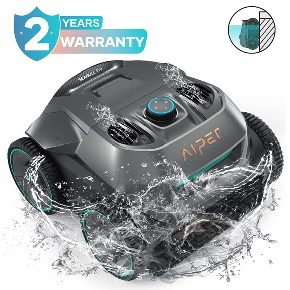 Aiper Nettoyeur de Piscine Robotisé, Aspirateur de Piscine Automatique Sans Fil pour Piscine hors Terre et Creuse avec Autonomie de 150 Min, Nettoyage des Murs et de la Ligne d'Eau