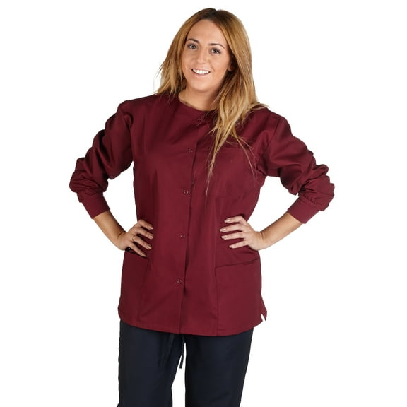 M&M SCRUBS Medical Scrub Jacket G102 (Burgundy, XX-Large)