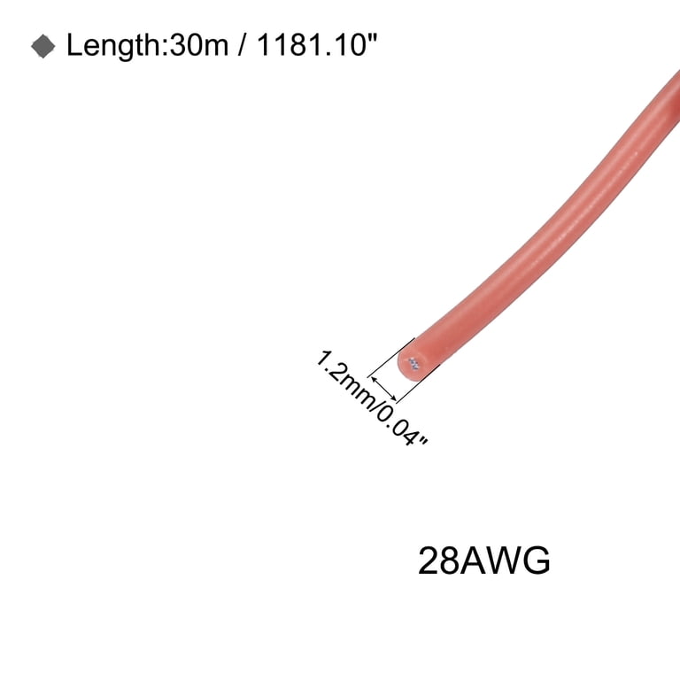 Câble Silicone Rouge 28AWG – 30 Mètres (98,4 Ft) – Cuivre Flexible – Pour Bricolage électronique