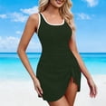 thumbnail image 5 of nerohusy One Piece Swimsuit Women Tummy Control Swim Dress Modest Full Coverage Bathing Suit Sleeveless Square Neck Swimdress,Army Green,L, 5 of 5