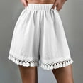 thumbnail image 2 of ShomPort Women's Boho Beach Shorts Summer Fashion High Elastic Waist Tassel Wide Leg Shorts, 2 of 7