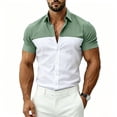thumbnail image 3 of FRSASU Men's Casual Polo Shirt Short Sleeve Color Block Breathable Summer Golf Work Travel Beach Tops Green, 3 of 7