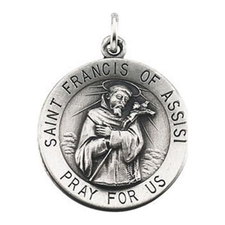 Picturesongold.Com ST. Francis of Assis Medal Necklace Pendants - 14K Yellow / Gold / 15.00 mm / 0.89 dwt