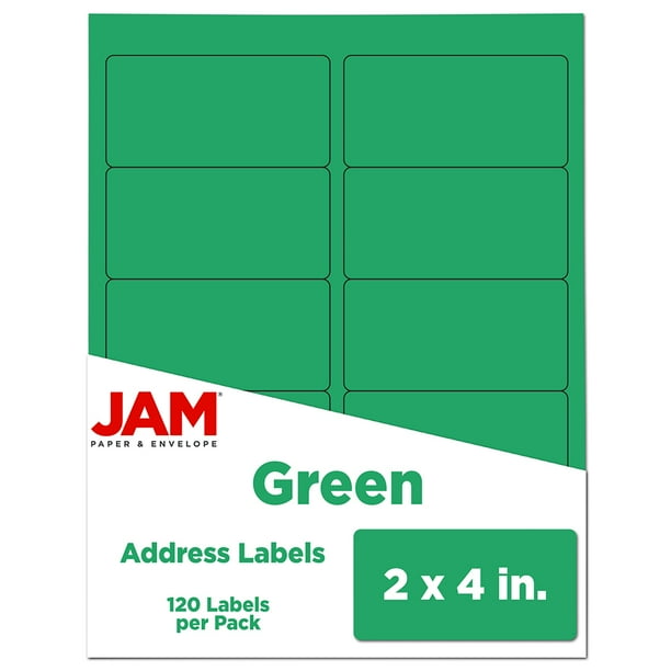 JAM Shipping Address Labels, Standard Mailing, 2 x 4, Green, 120/Pack