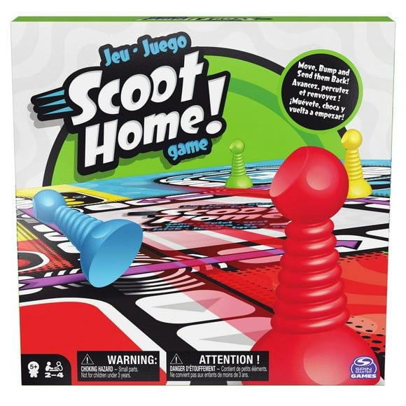 Spin Master Games, Scoot Home! Game for Kids Colorful 2-4 Player Board Game for Family Game Night Cool Things Fun Games, for Kids Ages 5 and up, Scoot Home