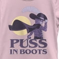 thumbnail image 2 of Girl's Puss in Boots: The Last Wish Distressed Purple Puss in Boots  Graphic Tee Light Pink X Large, 2 of 4