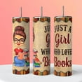 thumbnail image 1 of Just a Girl Who Loves Books 20 oz insulated drink tumbler cup beverage coffee, 1 of 1