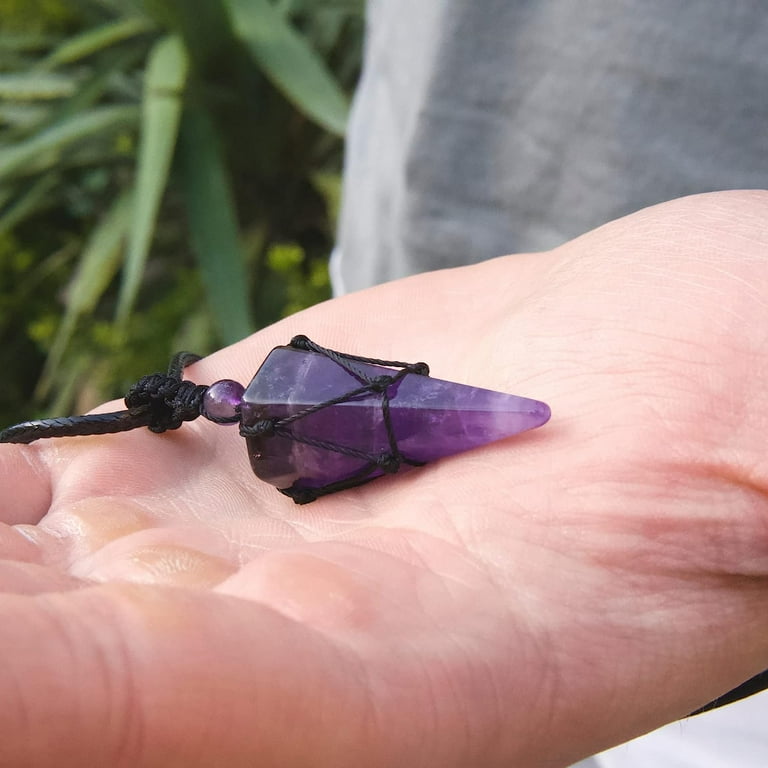 Mens amethyst crystal necklace deals