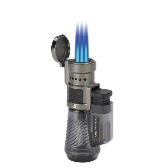 Vertigo by Lotus Cyclone Triple Torch Cigar Lighter Charcoal Plus Free FESS Branded V Cutter …