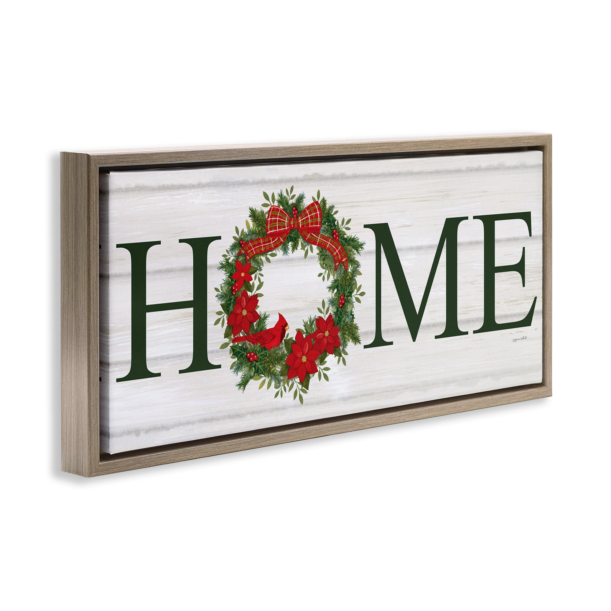 Stupell Industries Home Seasonal Wreath Botanical & Floral Painting Brown Floater Framed Canvas Art Print Wall Art, 25 x 11